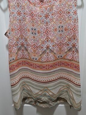 Geo-Print Scoop Neck Camisole in Cream and Orange